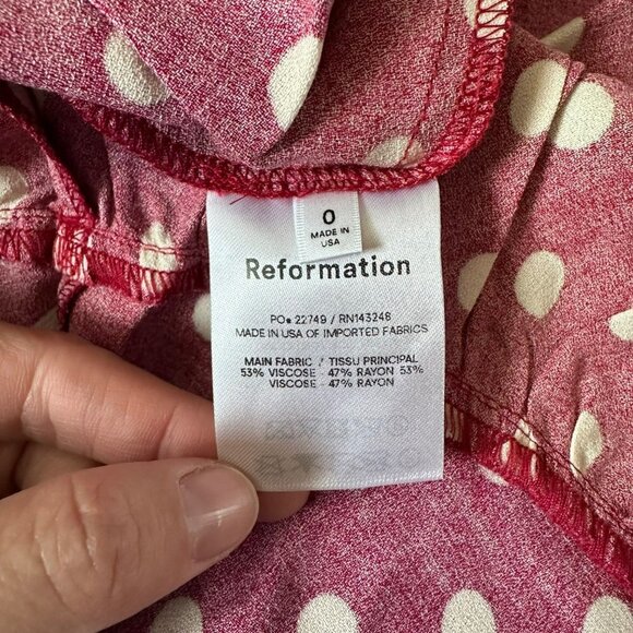 Reformation red with white polka dot fiona 2-piece Campari midi dress crop top 0 - Picture 7 of 14